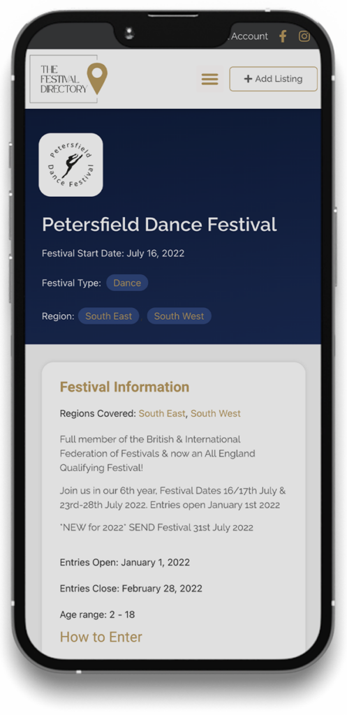 Dance festival listing iphonee